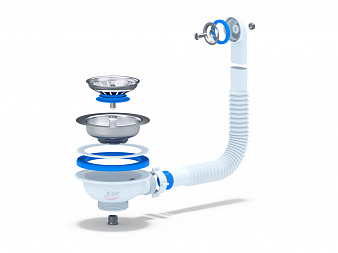 Перелив АНИ 3.1/2"  N320S для мойки гибкий с круглым вертикальным корпусом