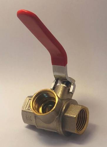 Кран шар. трехходовой 3/4" рычаг, Тип L, ник, лат. Trm