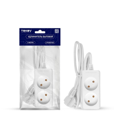 Удлинитель 2х3м без заземл. 10А 2х0.75 TOKOV ELECTRIC TKE-C01- BU2-3-075