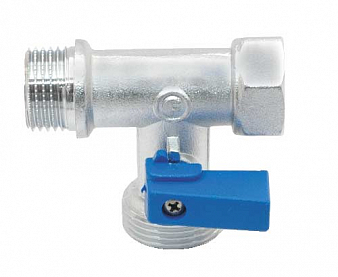 Бытовой кран шар. 1/2"x3/4"х1/2" г-ш-ш, хром матовый, трехпроходной, FORNARA