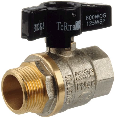 Кран шар. 1/2" г-ш  бант, лат. ник.  TERMA CB 30214