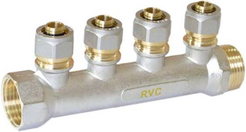 -- Гребенка  3/4"  4 выхода - 1/2",  цанга, с фаской, 