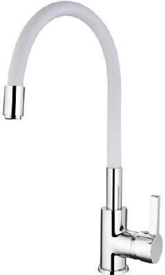LEDEME L4898-3 Смеситель для кухни, гибкий излив, белый 