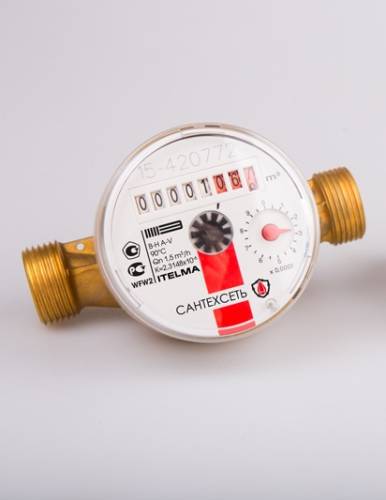 Счетчик воды САНТЕХСЕТЬ Ду15мм, Гор.в., L110, без монт.компл (ЖЦ)