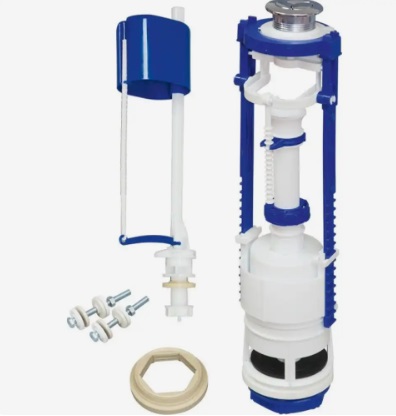 Арматура для бачка кнопочная (нижнее подключение , 2 режима, металлизированная кнопка, стоп-слив), M