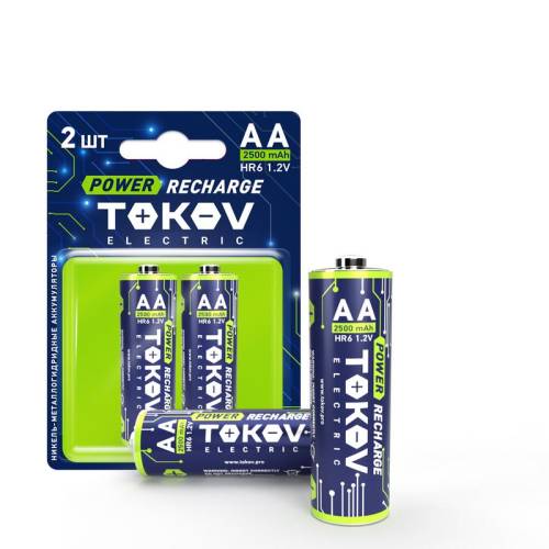 Аккумулятор AA/HR6 2500мА.ч (уп.2шт) TOKOV ELECTRIC TKE-NMA-HR6/B2