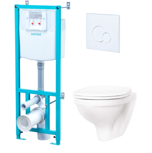 ПЭК Santek Бореаль 1WH501544 подвесная чаша + инсталляция +сиденье микролифт +панель белая (ЖЦ)