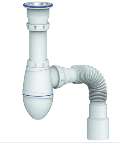 Сифон для умыв. Unicorn A220 1.1/2" х 40 (нерж. вып, винт 80 мм) с унив. г. т. 40 х 40/50  ИС.110309