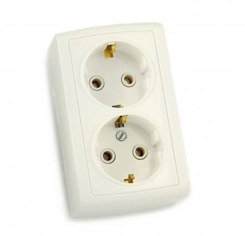 Розетка 2-м ОП Елизавета РА16-760 16А IP20 с заземл. сл. кость Кунцево 5618