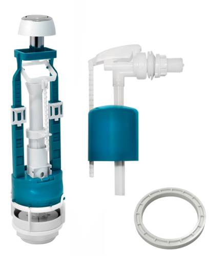 ИНКОЭР Арматура для унитаза, 1/2", бок. подв., однорежимная боковая белый/синий/хром