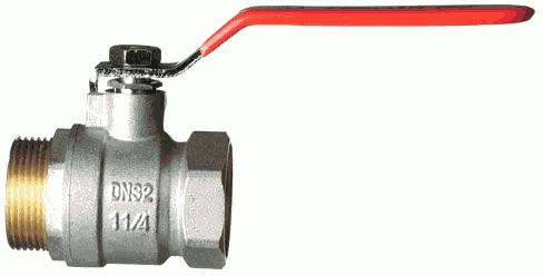 Кран шар. 1 1/4" г-ш  рычаг, лат. ник. Terma RED 31037