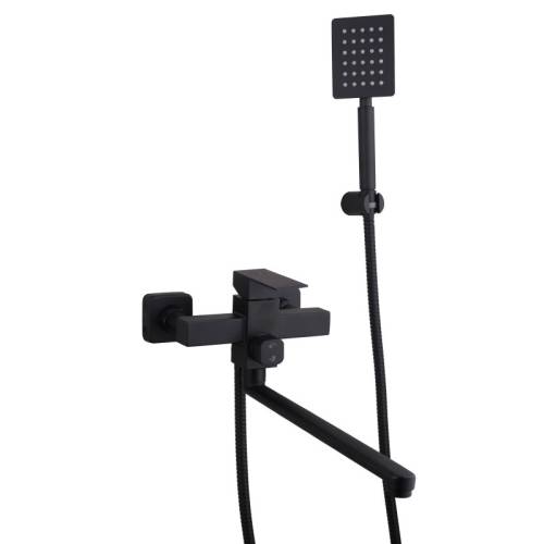 MELODIA Square Смеситель для ванны, картридж 35мм длинный излив 350мм нерж.сталь черный MDV30641bk