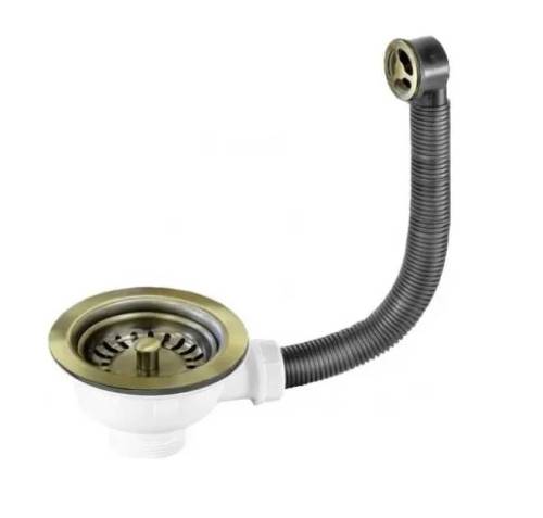 Перелив McAlpine для раковины L=235 х 25 мм, круглое отв., 113 мм реш., выход 1 1/2", античная 