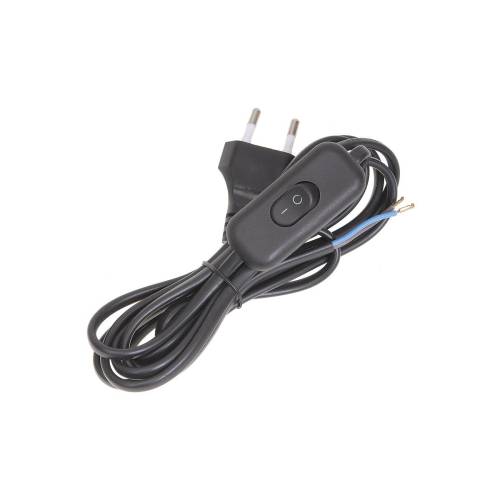 Шнур для бра УШ-1КВ 2м с опрес. вилкой и выключателем 2х0.75 черн. IEK WUP20-02-K02