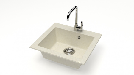 Мойка каменная, прямоугольная 48х44х16 бежевая мат. J35G33