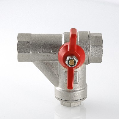 Кран шар. с фильтром прямым 1/2" г-г  бант,  ник, лат. Valtec