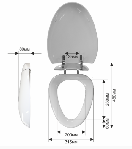 Сиденье для унитаза MELANA 821BS пластик с микрол., белое, крепление черное