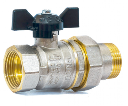 Кран американка 1/2" г-ш бант черный LD Pride 47.15.В-ГШ.Б Ду 15 Ру 40