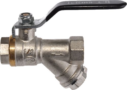 Кран шар. с фильтром косым 1/2" г-г рычаг, TeRma CB 30237