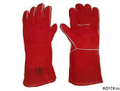 Краги спилковые(с подложкой) Трек, цв. красный