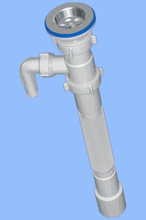 Сифон-гофра АНИ G118  1.1/2*40/50  с отвод.стир. маш. удлин. 1500 мм