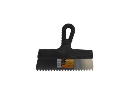 ВИХРЬ Шпатель зубчатый нерж.cталь пластиковая рукоятка 6х6 мм, 200мм