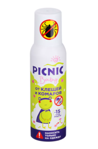 Аэрозоль от клещей и комаров Picnic Baby, 125мл3, арт. 01001