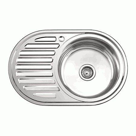 Мойка врезная овальная 770*500*180, 0.8 мм, правая Б/В, LEDEME L87750-R глянцевая, нержавейка