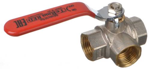 Кран шар. трехходовой 1/2" рычаг, тип Т лат. ник., 31058 Terma RED