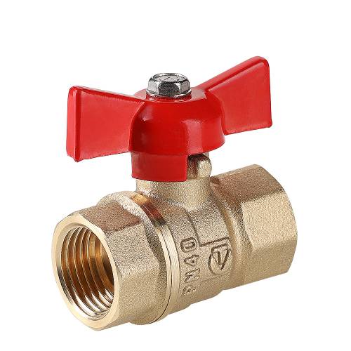 Кран шар. 1/2" г-г (PN40) бант красн., лат. ник.  VALTEC СТАНДАРТ 