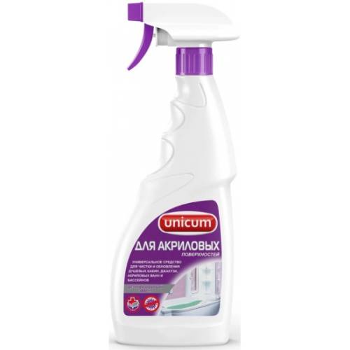 Уникум ср-во для чистки акриловых ванн и душевых кабин спрей 500 мл *1/12