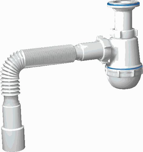 Сифон АНИ Грот A0515  40, с гофрой, 40 - 40*50 мм,