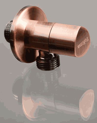 Бытовой кран шар. угловой 1/2"х1/2" ш-ш (ручка треуголь. Red bronze), никель Terma 33642