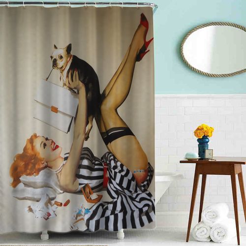 Шторка д/в тканевая MZ-52 "Дама с собачкой" 180х180см