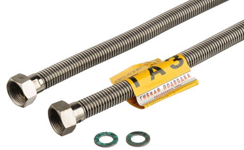Подводка сильфонная для газа 1/2"  0,8 м,  г-г  Kensudo