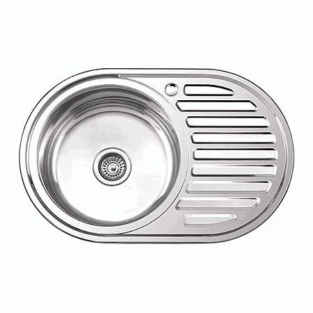 Мойка врезная овальная 770*500*180, 0.8 мм, левая Б/В, LEDEME L87750-L глянцевая, нержавейка