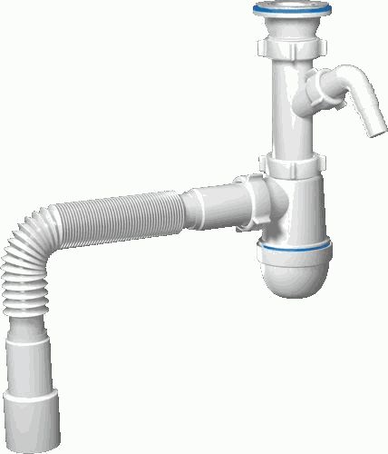 Сифон АНИ Грот А1015 1.1/2" х 40, с отводом и гофрой 40*50 