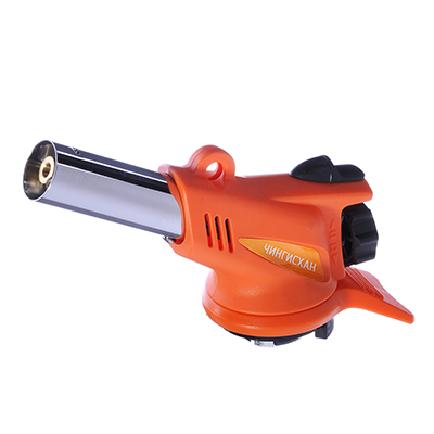 Газовая горелка с пьезо, свободн. вращ., цанг. захват, шир. сопло, пласт.,латунь; 14х4х7см,