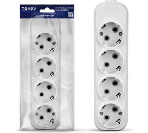 Колодка удлинителя 4-м 16А с заземл. АБС-пластик бел. TOKOV ELECTRIC TKE-C01-KU4-Z