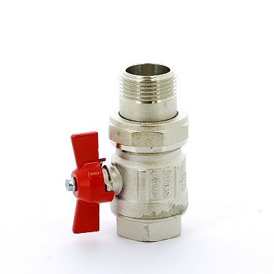 Кран американка 1' г-ш  бант красный ITAP IDEAL, шаровый никель латунь