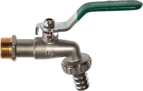 Кран водоразборный 1/2" со штуцером, рычаг, ник, лат., TERMA Greet 30810