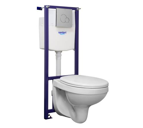 ПЭК Альфа комфорт (подвес. унитаз с сиденьем полипр. SC, инсталляция, панель хром. глянец), 87162