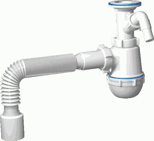 Сифон АНИ Грот A2010 с отводом для стир.маш. и гофрой 40*50 мм. 