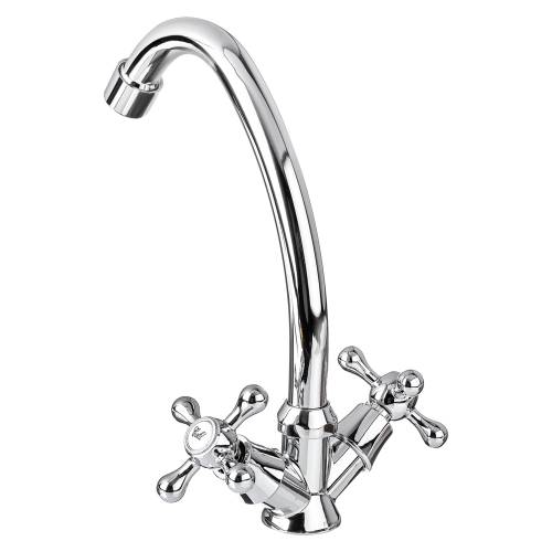 СоюзКран SK01-T204 Смеситель для кухни, поворотный излив 20см, керам. кран-буксы 1/2, хром, цинк