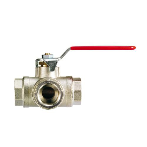 Кран шар. трехходовой 3/4" рычаг Тип T, усиленный ник, лат. IVR